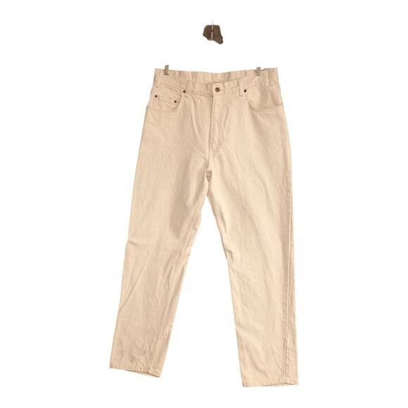 Vintage Arizona Jeans Co Loose Fit Mens 38x34 Straight Leg Ivory Denim Jeans USA - Picture 1 of 10